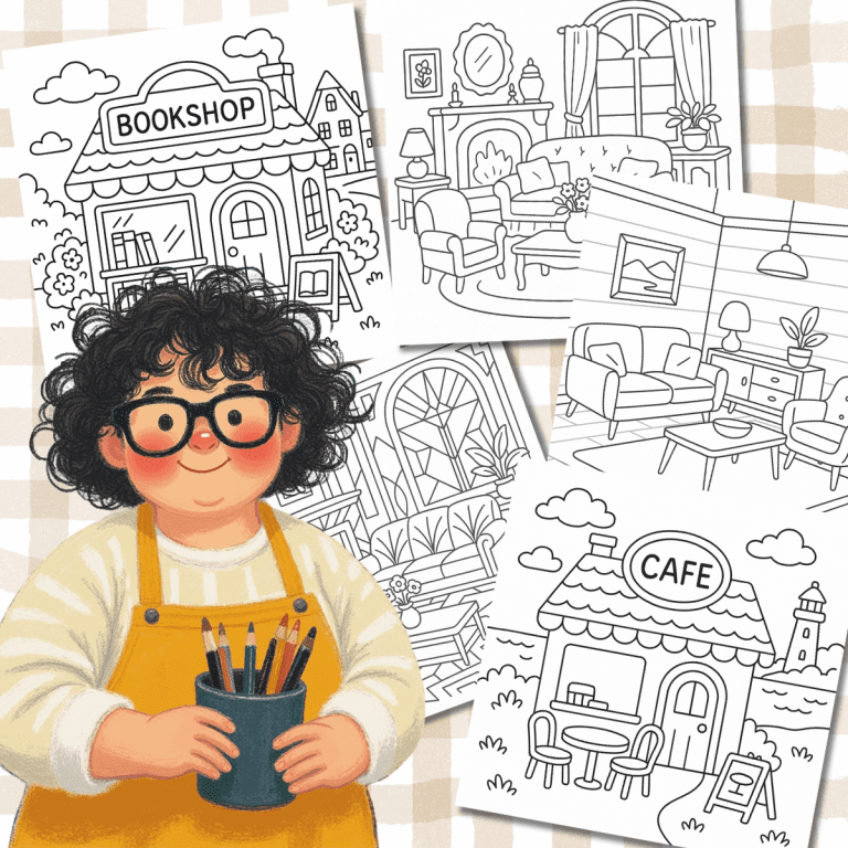 Aesthetic Coloring Pages: Cozy Spaces and Places