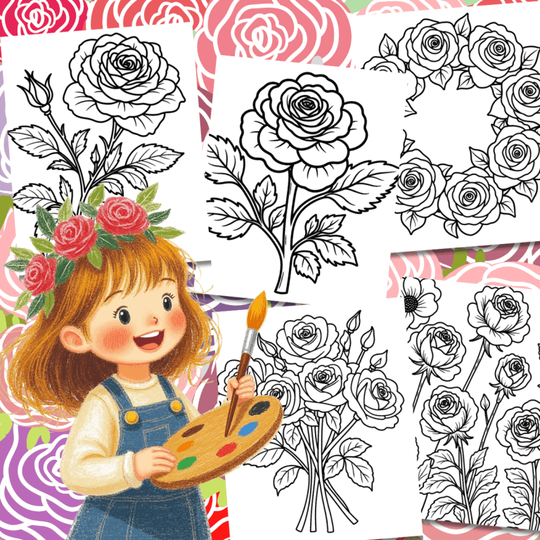 Roses Coloring Pages: Free Coloring Sheets
