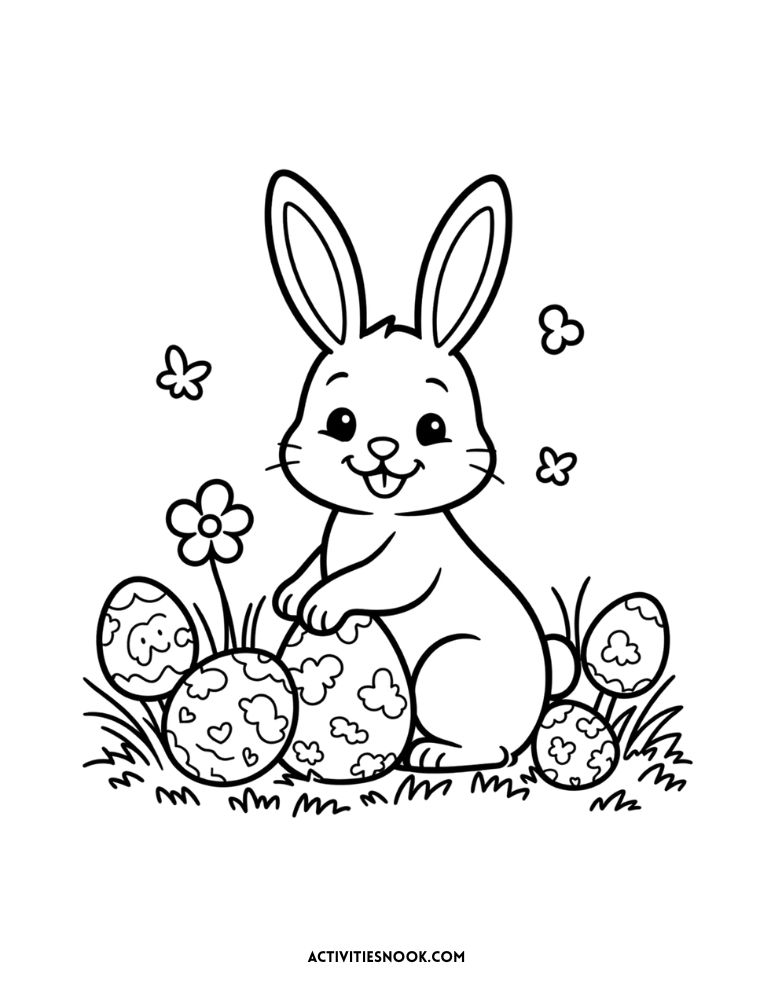 bunny with easter eggs