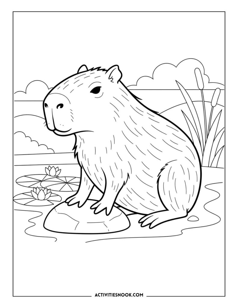 Capybara Coloring Pages: Free Printables for Kids - Activities Nook