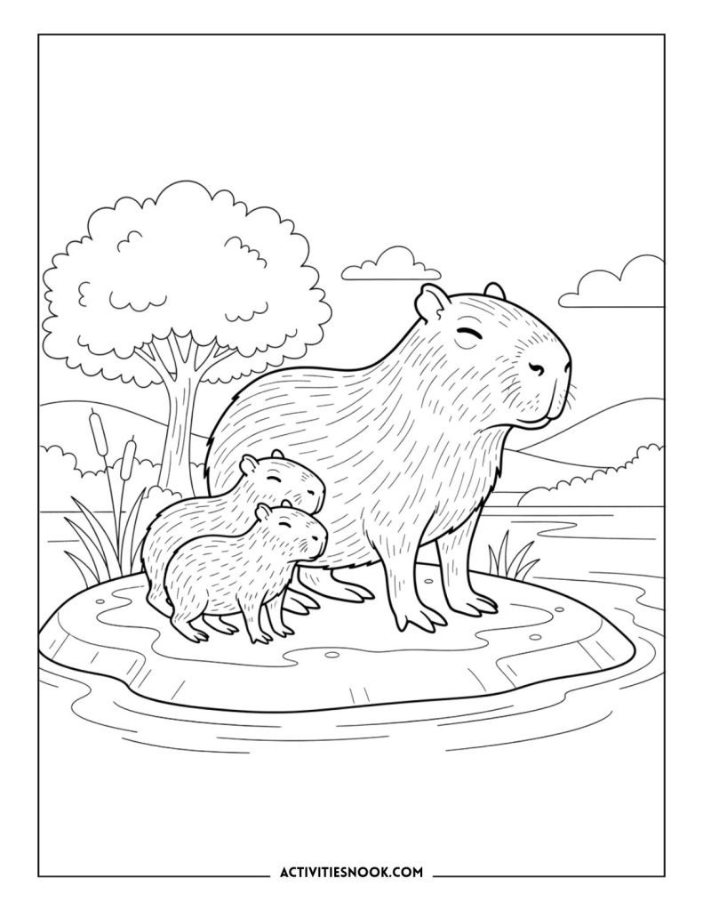 Capybara Coloring Pages: Free Printables for Kids - Activities Nook