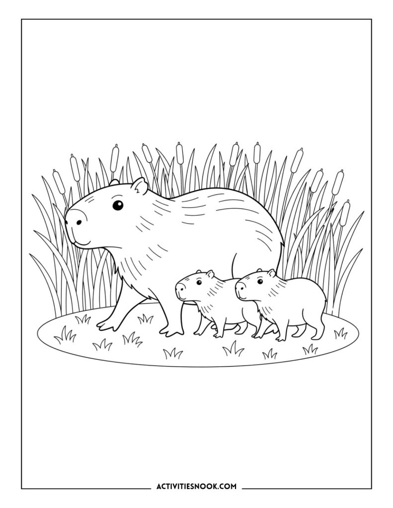Capybara Coloring Pages: Free Printables for Kids - Activities Nook