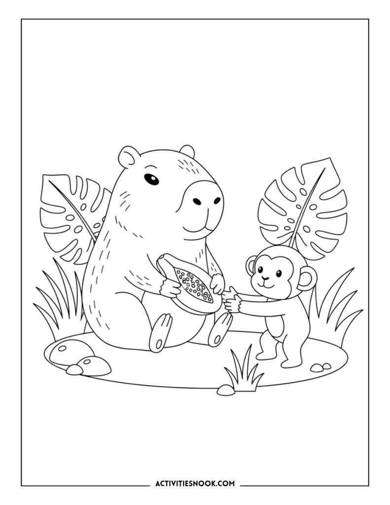 Capybara Coloring Pages: Free Printables for Kids - Activities Nook