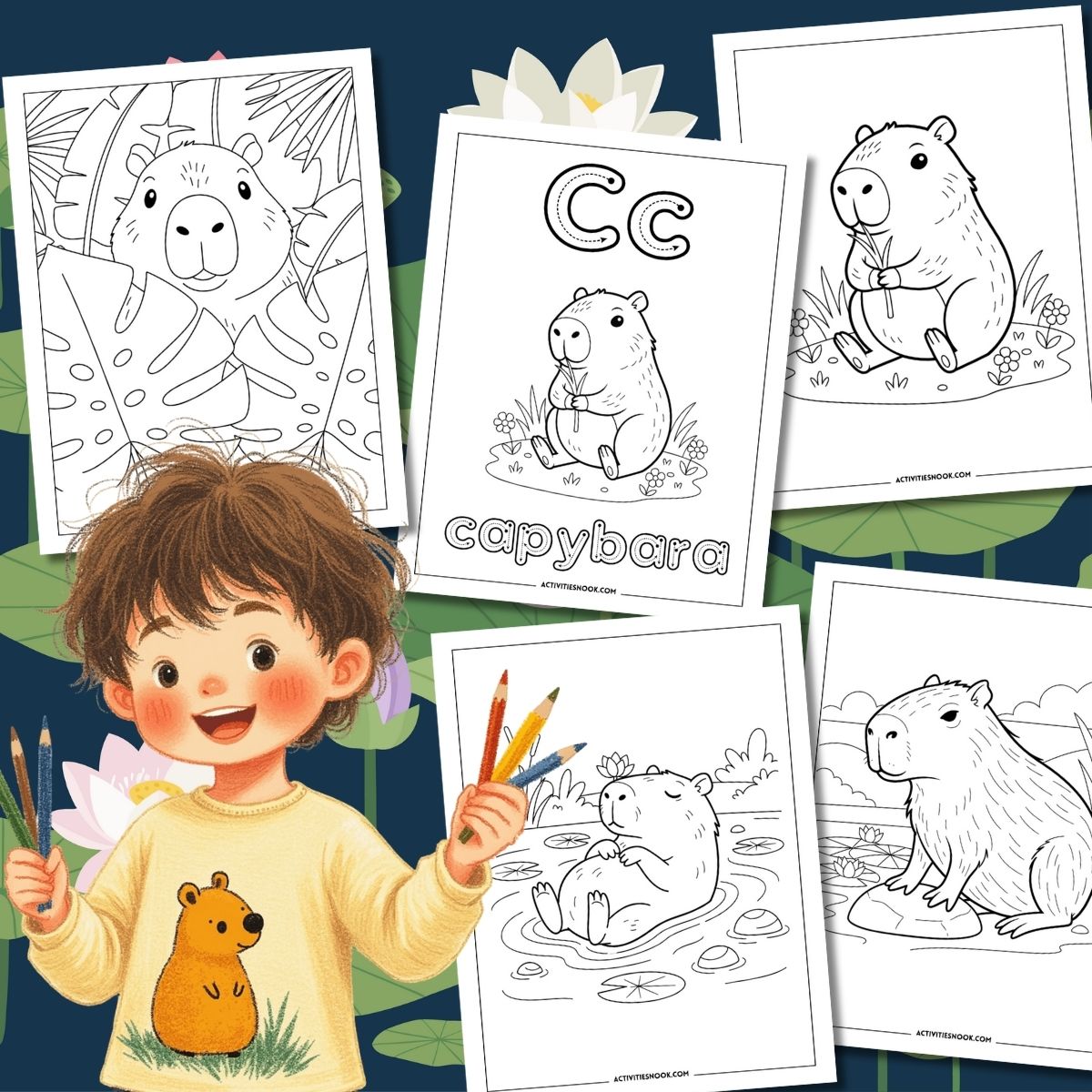 Capybara Coloring Pages: Free Printables for Kids - Activities Nook
