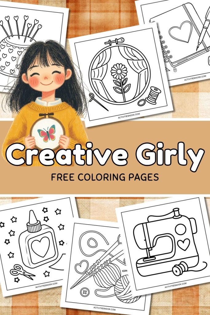 A collection of creative girly coloring pages featuring various designs and patterns. Bold and easy coloring page printables