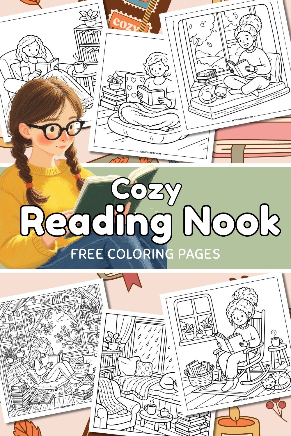Cozy Reading Nook Coloring Pages - Activities Nook