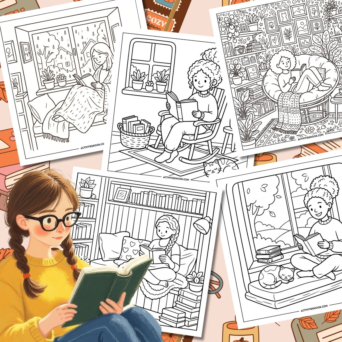Reading Coloring Animation Cozy Reading Nook Coloring Pages - Activities Nook
